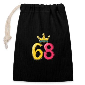 68 Zahl Trikot Krone - Verschließbarer Geschenkbeutel aus Baumwolle (14x20cm) - Schwarz - Vorne