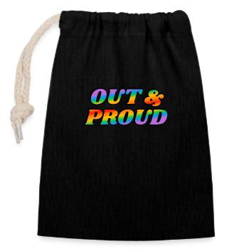 Raus und stolzer LGBT PRiDE - Verschließbarer Geschenkbeutel aus Baumwolle (14x20cm) - Schwarz - Vorne