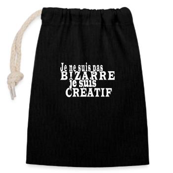 Je ne suis pas bizarre je suis créatif - Sac cadeau en coton avec cordon (14 x 20 cm) - noir - Devant