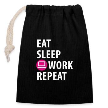 Computer, Calculator, Programming, Working - Closable cotton gift bag (14x20cm) - black - Front
