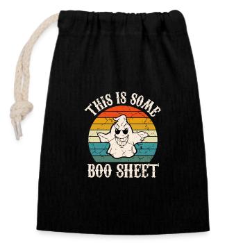 C’est Boo Sheet Ghost Retro Halloween Costume - Sac cadeau en coton avec cordon (14 x 20 cm) - noir - Devant