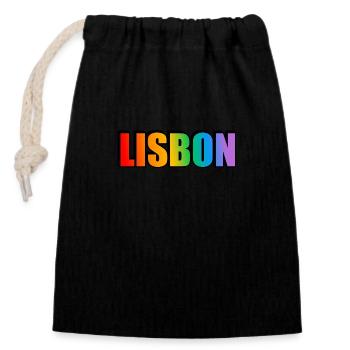 Lisbonne Gay Rainbow LGBT Pride - Sac cadeau en coton avec cordon (14 x 20 cm) - noir - Devant