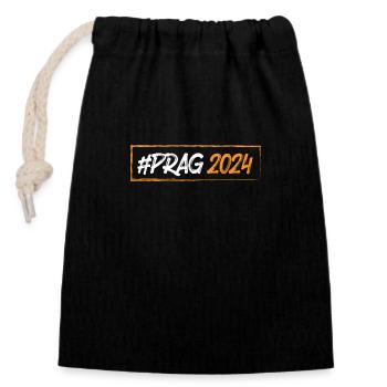 Prague 2024 - Closable cotton gift bag (14x20cm) - black - Front