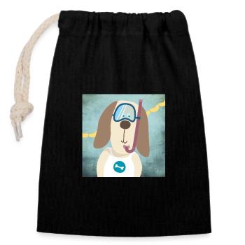 Poster Basset Kinderzimmer Hund Taucher Deko Kind - Verschließbarer Geschenkbeutel aus Baumwolle (14x20cm) - Schwarz - Vorne