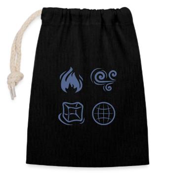 Wind, fire, earth and water - Closable cotton gift bag (14x20cm) - black - Front