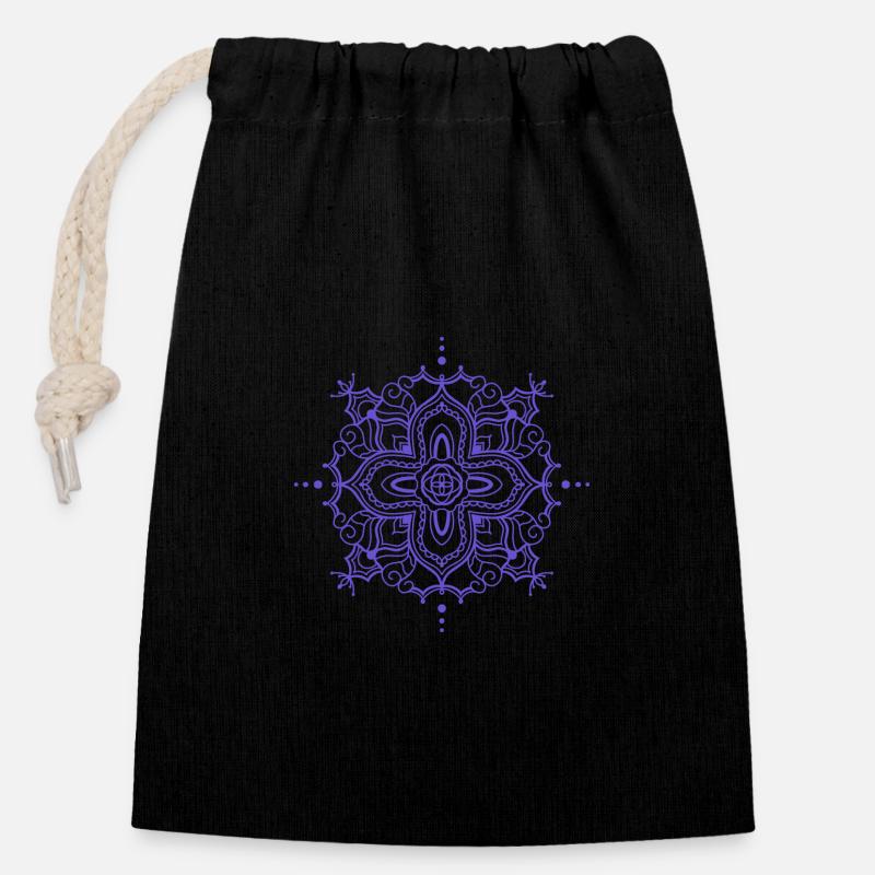 Mandala style - Closable cotton gift bag (14x20cm) - black