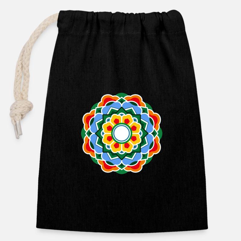 Dancheong 단청 - single (Ver.8) - Closable cotton gift bag (14x20cm) - black