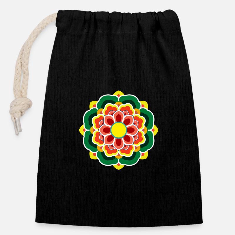 Dancheong 단청 - single (Ver.5) - Closable cotton gift bag (14x20cm) - black
