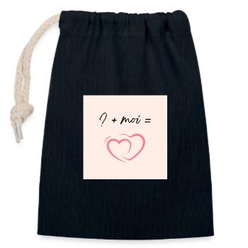 Toi et moi - Sac cadeau en coton avec cordon (14 x 20 cm) - bleu marine - Devant
