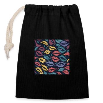 Leafy Charms - Closable cotton gift bag (14x20cm) - black - Front