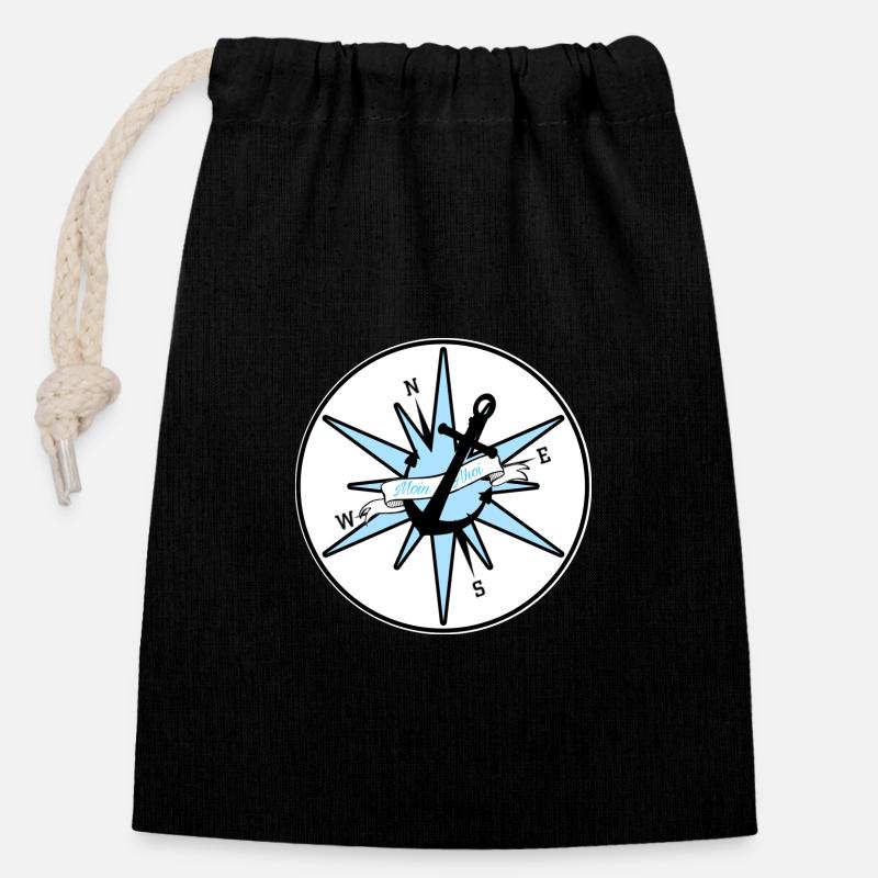 Moin et Ahoy - Sac cadeau en coton avec cordon (14 x 20 cm) - noir