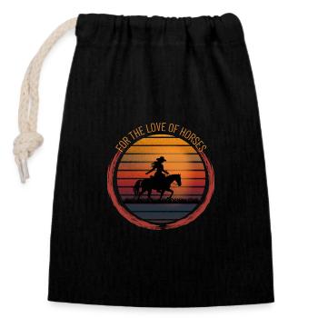 Femme à cheval. - Sac cadeau en coton avec cordon (14 x 20 cm) - noir - Devant