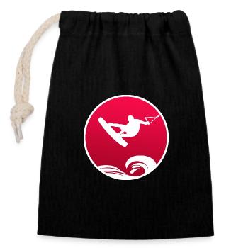 wakeboard wakeboarder wakestyle wavemaster - Closable cotton gift bag (14x20cm) - black - Front