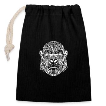 Biomechanischer Gorilla - Weißes Design - Verschließbarer Geschenkbeutel aus Baumwolle (14x20cm) - Schwarz - Vorne