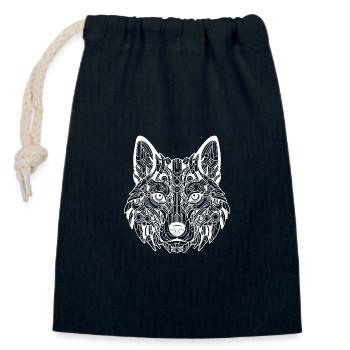 Biomechanical Wolf - White Design - Closable cotton gift bag (14x20cm) - navy - Front