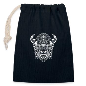 Biomechanical Bison - White Design - Closable cotton gift bag (14x20cm) - navy - Front