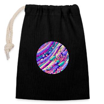 Abstract Histology Symphony: Colorful Micro Patter - Closable cotton gift bag (14x20cm) - black - Front