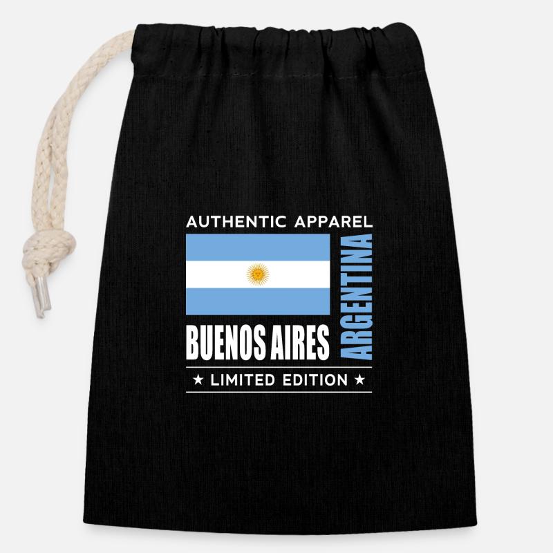 Buenos Aires - Sac cadeau en coton avec cordon (14 x 20 cm) - noir