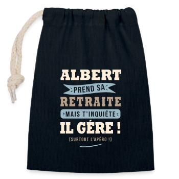 Albert humour retraite cadeau retraité - Sac cadeau en coton avec cordon (14 x 20 cm) - bleu marine - Devant