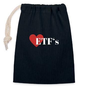 I Love ETF Index Fund Savings Investment - Closable cotton gift bag (14x20cm) - navy - Front