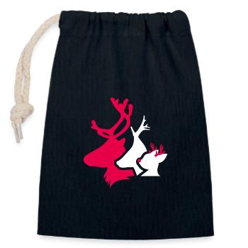 Cute deer heads to the Christmas - Closable cotton gift bag (14x20cm) - navy - Front