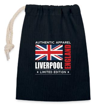 Liverpool - Closable cotton gift bag (14x20cm) - navy - Front