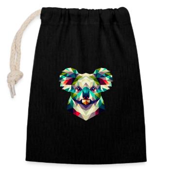 Abstract Geometric Koala - Color Design - Closable cotton gift bag (14x20cm) - black - Front