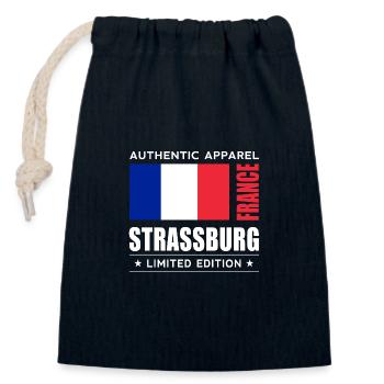 Strasbourg - Closable cotton gift bag (14x20cm) - navy - Front