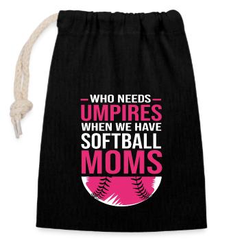 Softball Mom - Closable cotton gift bag (14x20cm) - black - Front