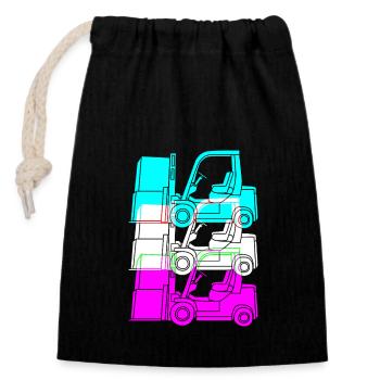 Forklift driver - Closable cotton gift bag (14x20cm) - black - Front