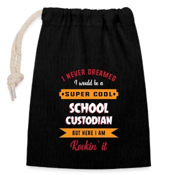 School caretaker - Closable cotton gift bag (14x20cm) - black - Front