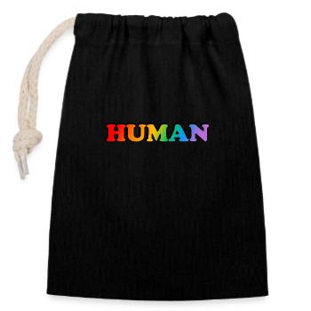 HUAMAN RAINBOW LGBT PRIDE - Sac cadeau en coton avec cordon (14 x 20 cm) - noir - Devant