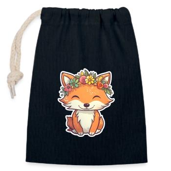 Kleiner Fuchs mit Blumenkrone - Verschließbarer Geschenkbeutel aus Baumwolle (14x20cm) - Navy - Vorne