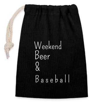 weekend, beer and baseball - Verschließbarer Geschenkbeutel aus Baumwolle (14x20cm) - Schwarz - Vorne
