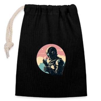 Robot avec de la crème glacée - Sac cadeau en coton avec cordon (14 x 20 cm) - noir - Devant