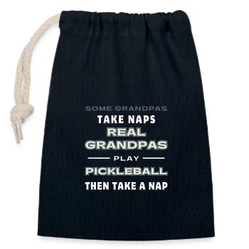 Funny Pickleball Saying Senior Player Cool Grandpa - Closable cotton gift bag (14x20cm) - navy - Front