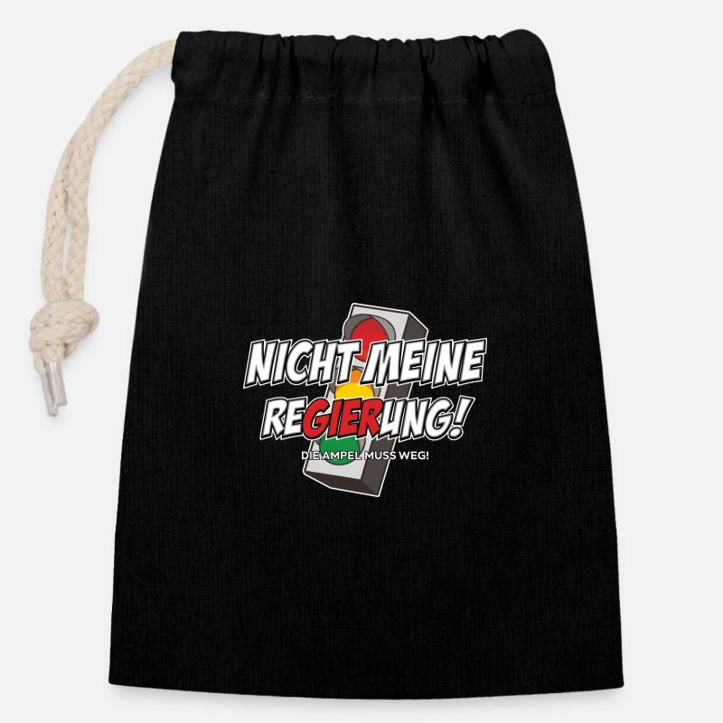 Not my government - Closable cotton gift bag (14x20cm) - black