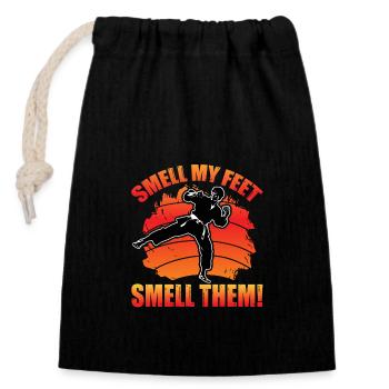 Smell my feet Smell Them - Closable cotton gift bag (14x20cm) - black - Front