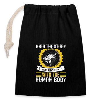 Judo : l’étude de la physique avec un corps humain - Sac cadeau en coton avec cordon (14 x 20 cm) - noir - Devant