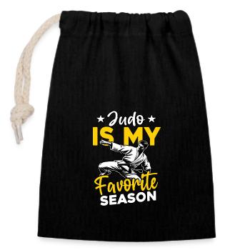 Le judo est ma saison préférée - Sac cadeau en coton avec cordon (14 x 20 cm) - noir - Devant