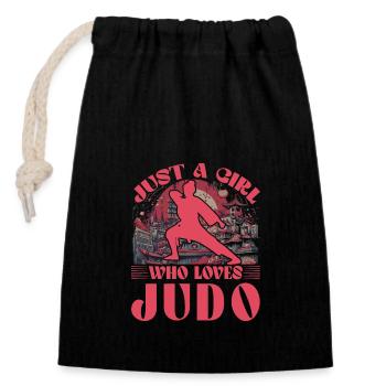 Juste une fille qui aime le judo - Sac cadeau en coton avec cordon (14 x 20 cm) - noir - Devant