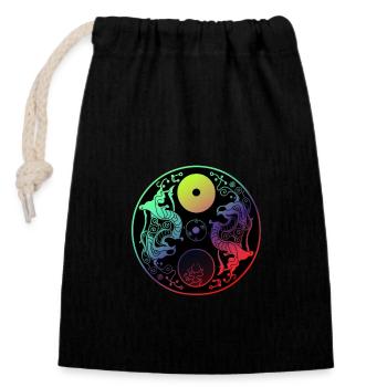 Yin Yang - Closable cotton gift bag (14x20cm) - black - Front