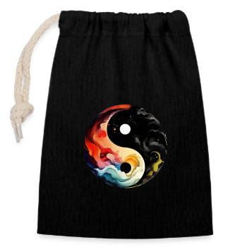 Yin Yang - Closable cotton gift bag (14x20cm) - black - Front