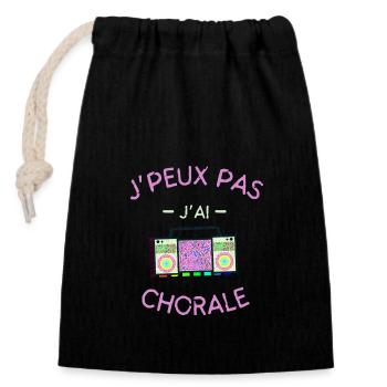 J peux pas j ai Chorale - Sac cadeau en coton avec cordon (14 x 20 cm) - noir - Devant