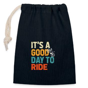 Bicycle Gift, Bike lover, It's A Good Day To Ride - Closable cotton gift bag (14x20cm) - navy - Front