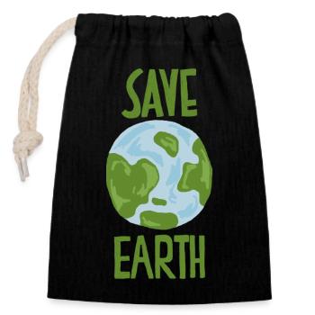 Save Earth Nachhaltig Klimawandel - Verschließbarer Geschenkbeutel aus Baumwolle (14x20cm) - Schwarz - Vorne