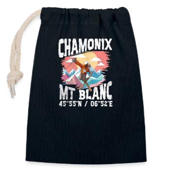 Chamonix freestyle - Closable cotton gift bag (14x20cm) - navy - Front