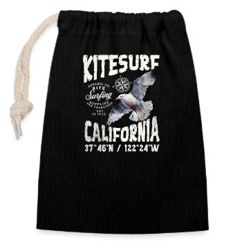 Kitesurfing San Francisco - Closable cotton gift bag (14x20cm) - black - Front