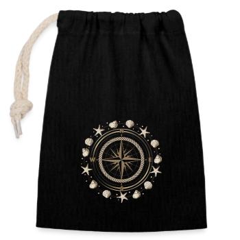 Compass Maritime Shells - Closable cotton gift bag (14x20cm) - black - Front