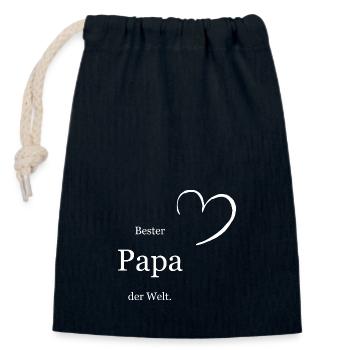 Bester Papa der Welt - Verschließbarer Geschenkbeutel aus Baumwolle (14x20cm) - Navy - Vorne